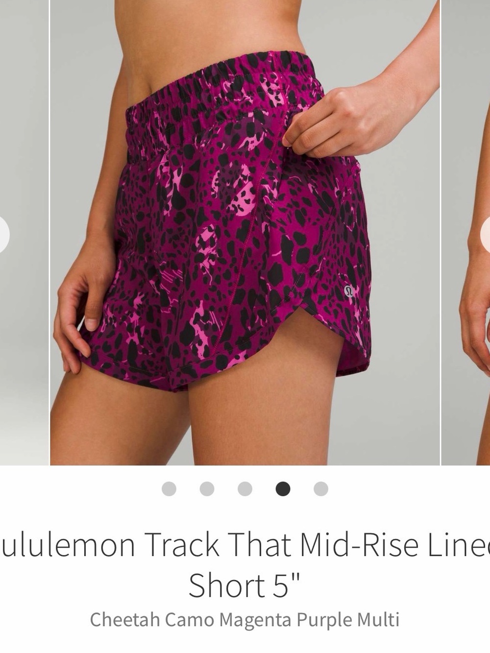 Lululemon Track That Mid-Rise Lined
Short 5" Cheetah Camo Magenta Purple Multi